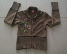 Oilily Strickjacke Cardigan 80% Lammwolle Gr.S M Braun Stickerei