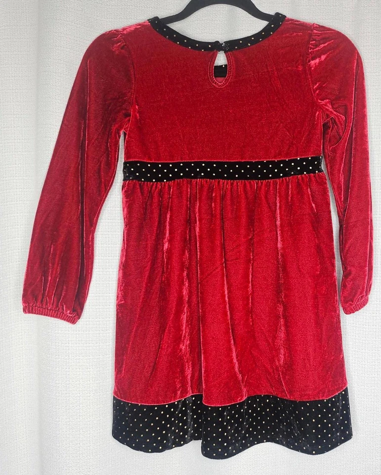 Avon красный бархат черный бант праздник Рождество прихоти платье девочек размер 7/8 - Изображение 2 из 4