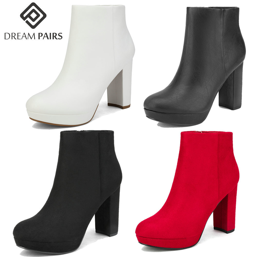 Heel Boots Round Toe Side Zipper 
