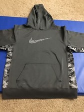 Nike Sweater Boys X-Large Gray Swoosh Logo Pullover Hoodie Sweatshirt Camo Sides