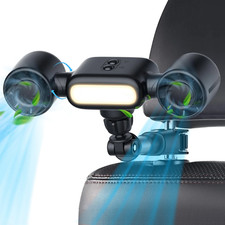 Portable Car Seat Fan with Night Light - Dual Head USB Cooling Fan for Kids