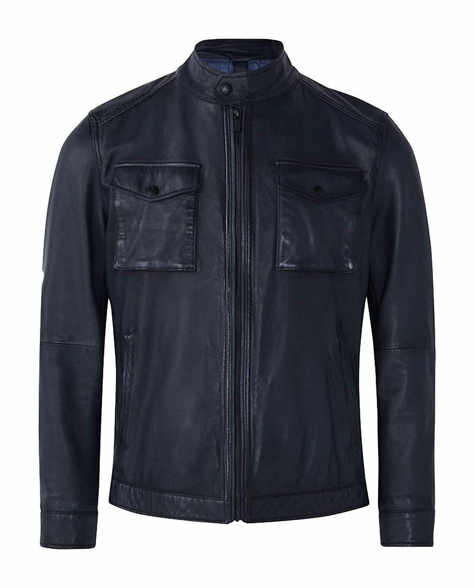 NWT Massimo Dutti Nappa Leather Jacket Coat S denim bomber aviator