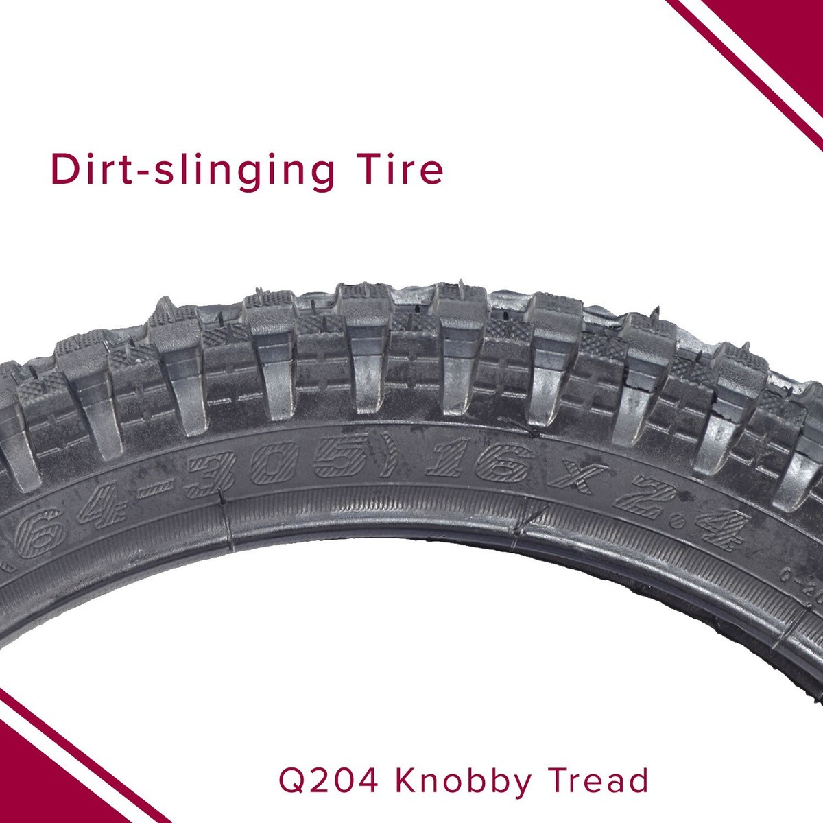 16x2.4 (64-305) Front Tire with Q204 Knobby Tread for the Razor