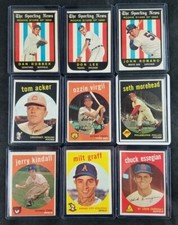(Lot of 9) Topps 1959 AUTHENTIC Vintage MLB Baseball Trading Cards ROOKIE STARS