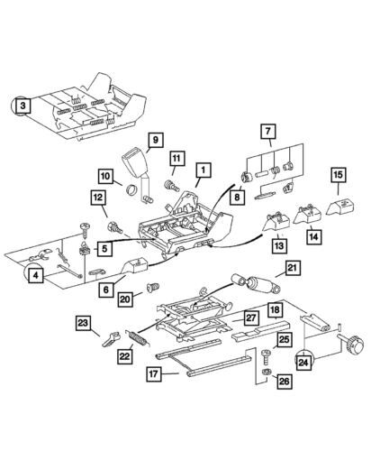 Mango del ajustador del asiento delantero lado del conductor para Dodge 2003-2006 (P/N 5142291AA)