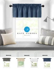 Kate Aurora Coastal Hamptons Living Textured Rod Pocket Window Valance