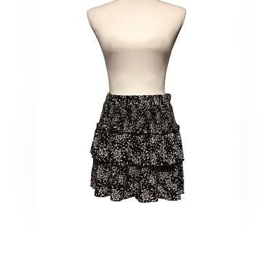 MI Ami black floral layered miniskirt size Medium.