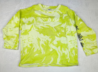 Vintage Follow Me By Tony Waidmann grün Batik Langarm Tshirt Herren M/L