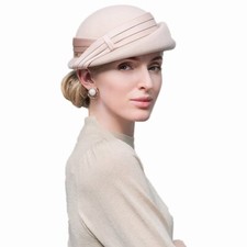 Camel Wool Beret Hats Women Pillbox Fascinator Cocktail Church Party Hat 2022