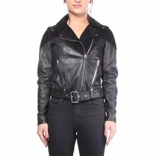 Diesel L-cygni Womens Biker Jacket Genuine Leather Size S Zipped Slim Fit Coat