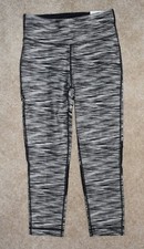 New Womens Tommy Hilfiger Sport Leggings XS Black White Crop Mid Rise Pants