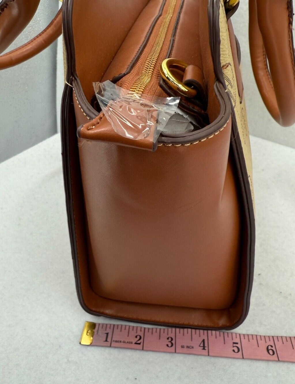 Adrienne Vittadini Signature Collection Double Handle Satchel Crossbody Beige