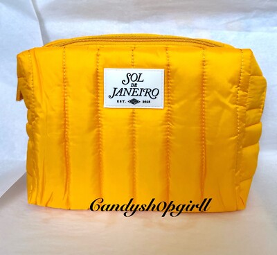 NEW SOL DE JANEIRO Limited Edition Large Quilted Yellow Travel Pouch Bag