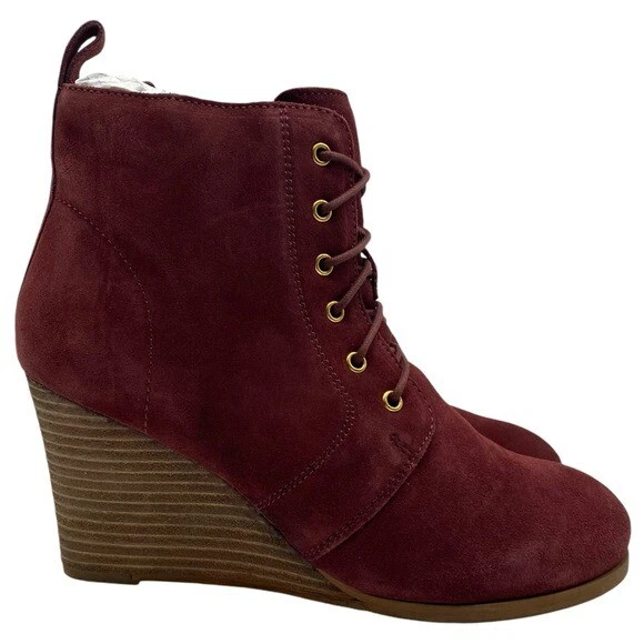 Zapatos para mujer Diba botas negras talla 8 borgoña gamuza cuero con cordones botines de cuña Foto 2 de 4