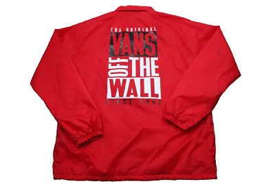Vans off the Wall Windbreaker Jacket Men's 2XL Red Skater Soft Shell Snaps NWT