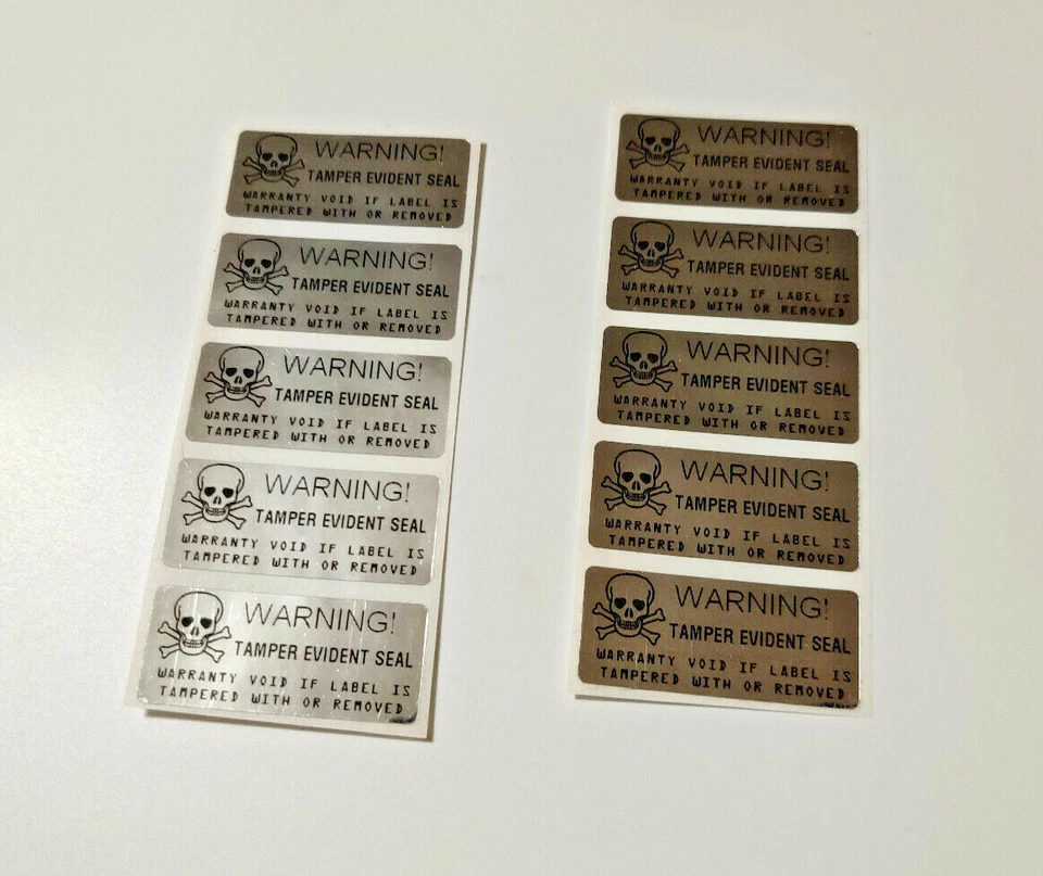 30x ~ 1.75 x 0.5 pulgadas cromo manipulación evidente garantía etiquetas de seguridad sellos calavera Foto 4 de 4