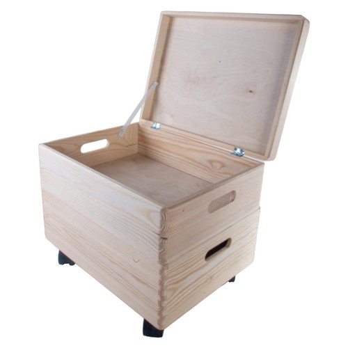 Cajas de almacenamiento apilables de madera medianas de 2 niveles | 40 x 30 x 32 cm | pino liso - Imagen 2 de 8
