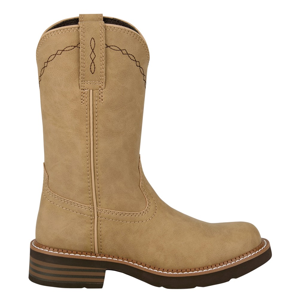 Justin Boots Lillie 10 Inch Round Toe Pull On Cowboy Womens Beige Casual Boots 27290₽