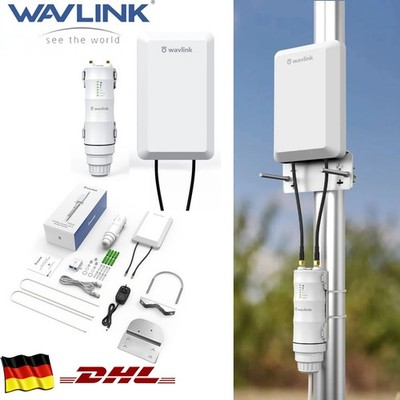 Wavlink 2,4GHz 300Mbps Outdoor WLAN Bridge PtP PtMP 11dBi Antenne PoE bis 1,5km