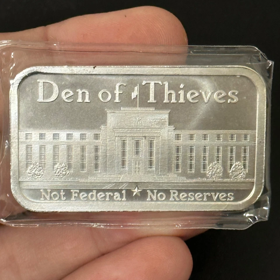 Den of Thieves 1 oz .999 Silver Shield Bar Not Federal & NO Reserves - Sleeve - Image 3 of 4