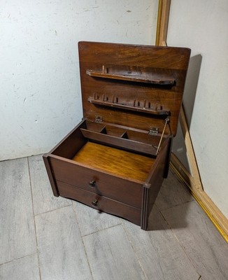 Vintage Rustic Colonial Sewing Spool Cabinet Table Thread Holder Box (no legs)