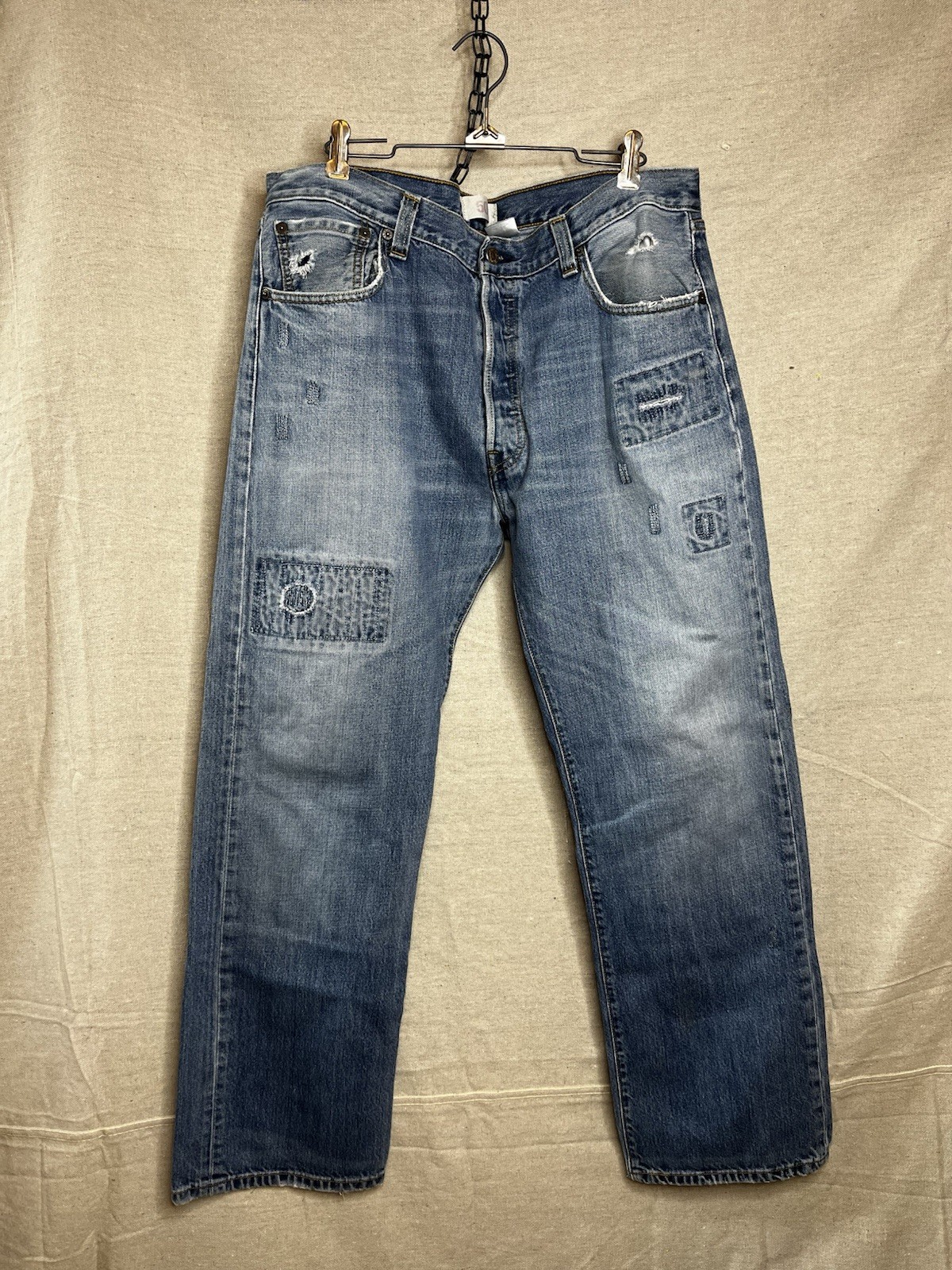 Vintage Style Sashiko Distressed Patchwork Levi’s… - image 1