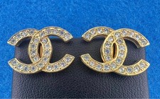 Chanel CC Crystal Clip-On Earrings – Gold Tone – 2018 – Classic Logo