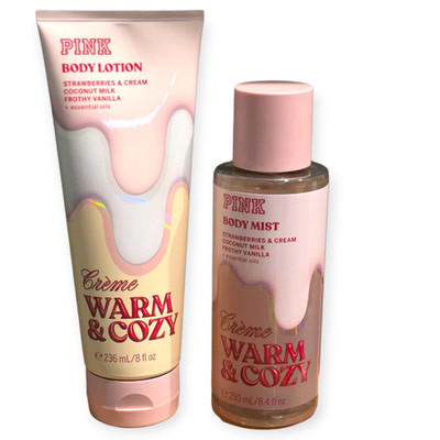 New Victoria s Secret PINK CRÈME Warm & Cozy Body Mist Spray + Body Lotion Set