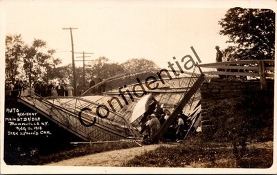 Real Photo '13 Auto Accident Bridge Collapse Boonville NY Pollard Photo RPPC V86