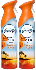2 Febreze Air HAWAIIAN ALOHA Odor Fighting Air Freshener Room Spray Mist