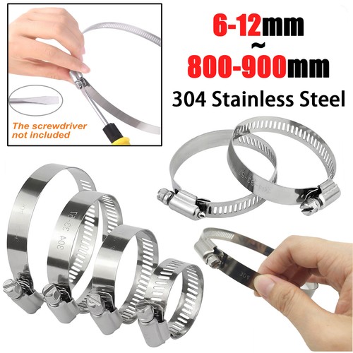 Hose Clips Stainless Steel 304 A2 -Worm Drive- Throat Hoop 6mm~900mm Pipe Range - Picture 1 of 15