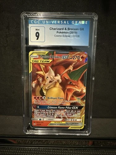 Charizard & Braixen GX 22/236 Sm-Cosmic Eclipse Holo CGC 9