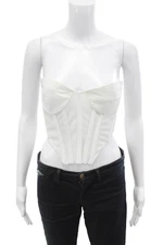 Bardot Womens Solid Sweetheart Neckline Strapless Corset Top White Size S