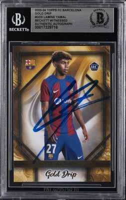 2023-24 TOPPS FC BARCELONA,  GOLD DRIP #GD5 LAMINE YAMAL BGS AUTHENTIC