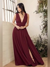 Lulus Formal Burgundy Maxi Dress with Slit, size XS