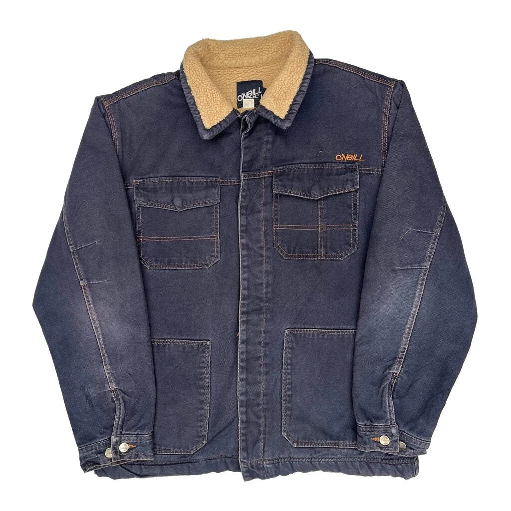 O''Neill Sherpa Lined Field Chore Jacket - Large Blue Cotton
