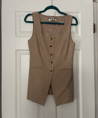 Rachel Zoe Women's Beige Solid Sleeveless Lined Suit Vest Size 6