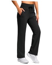 Women's Fleece Lined Pants 29" Winter Warm Sweatpants Water Medium A Black