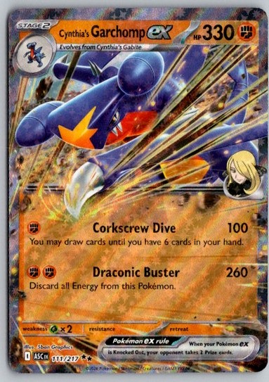 Cynthia's Garchomp ex 111/217 Double Rare Ascended Heroes Pokemon Holo Near Mint