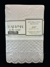 CHARISMA FIELDCREST 100% Supima Cotton 310 Std/Q Pillowcases Regency Lace White