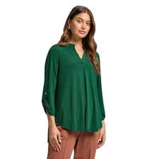 Dear Scarlett Womens Lizzy Relaxed Flowy High Low Blouse, Jewel Green
