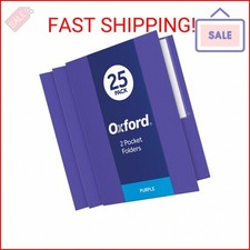 Oxford Two Pocket Folders, Textured Paper, Purple, For School, Home, and Office,