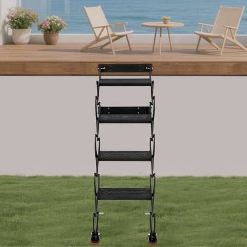 4 Step Wall Mounted Folding Ladder Telescoping Ladder Retractable Folding Stair