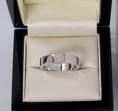 GUCCI Bandring massiv 18K Weißgold & natürliche Diamanten gepunzt