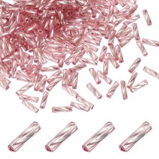 1500Pcs 2x6mm Glass Bugle Seed Beads for DIY Earring Purple Pink