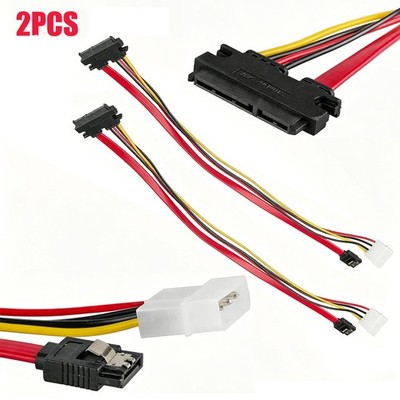2PACK SATA 7+15 Pin Combo Cable HDD Hard Drive Data 4 Pin Power Adapter
