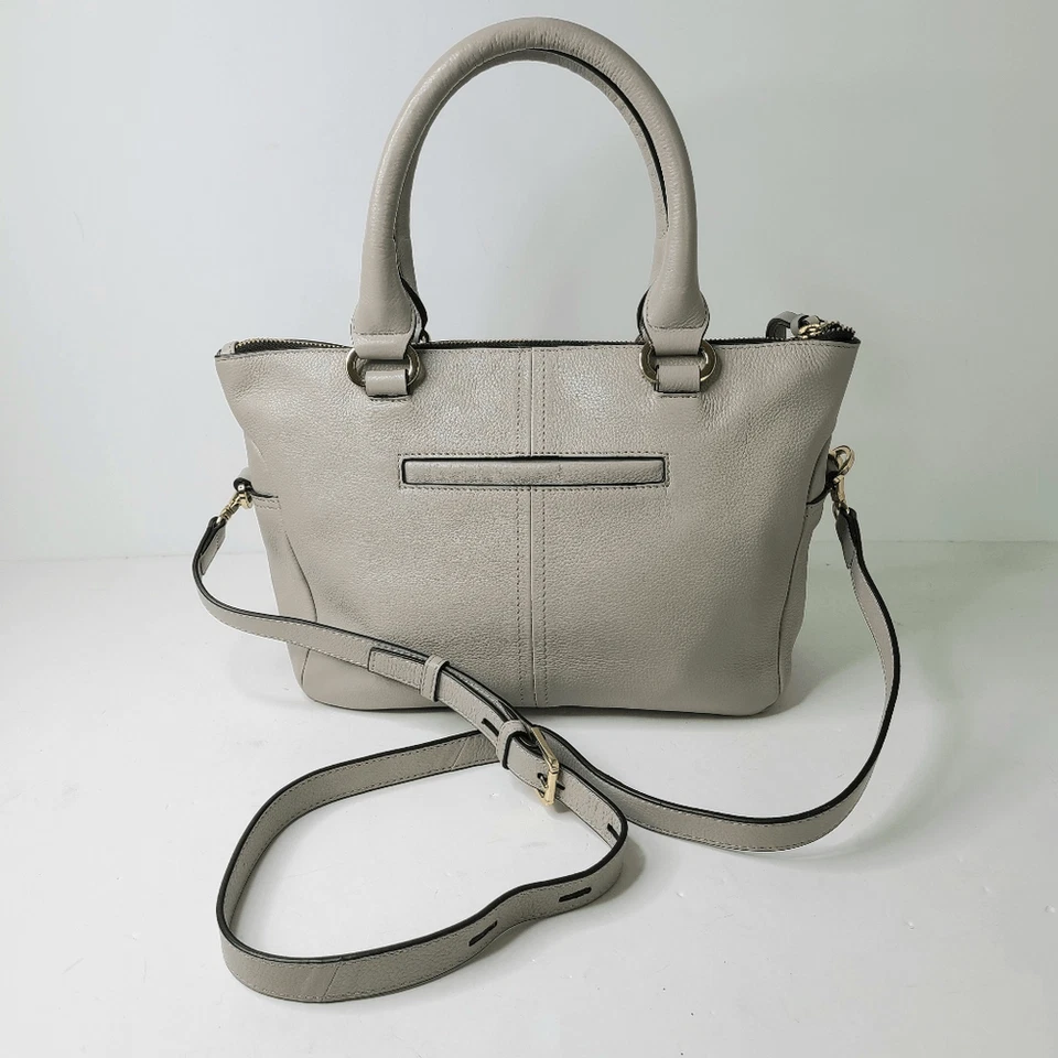 Bolso Bandolera Lodis Mujer Ellie Gris Taupe Pequeño Cuero Genuino - Leer Foto 3 de 4