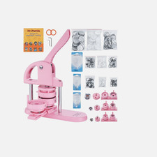 Button Maker Machine Pin Badge Maker 1/1.25/2.28 inch 3-in-1 Pink for DIY New  