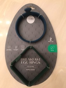 2-Pack Round & Square Egg Rings Set Silicone mold pancakes English muffin pan