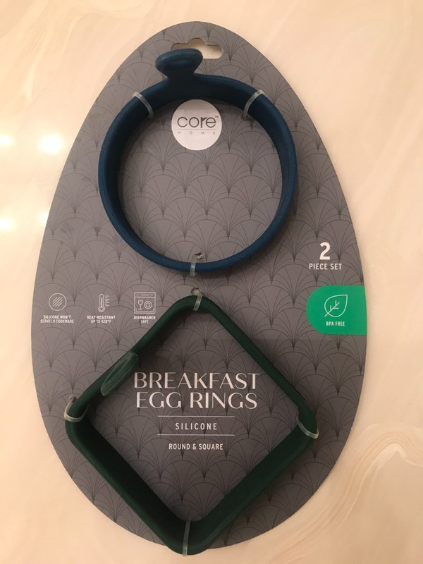2-Pack Round & Square Egg Rings Set Silicone mold pancakes English muffin pan